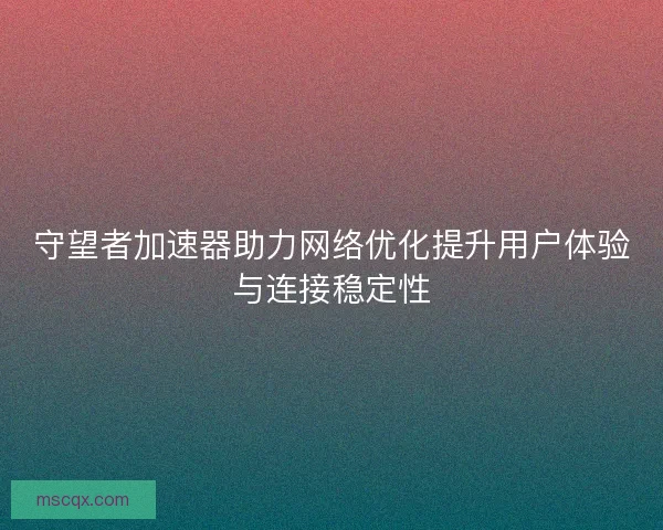 守望者加速器助力网络优化提升用户体验与连接稳定性