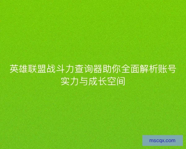 英雄联盟战斗力查询器助你全面解析账号实力与成长空间