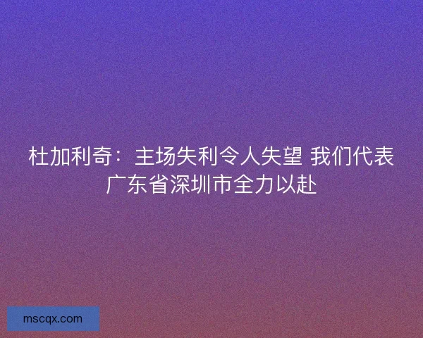 杜加利奇：主场失利令人失望 我们代表广东省深圳市全力以赴